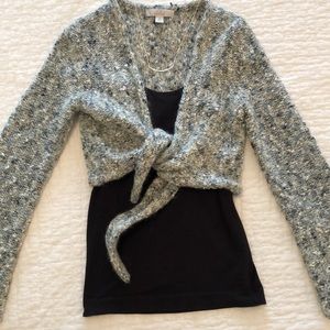 Crop Front Tie XS Caslon multi tone sweater